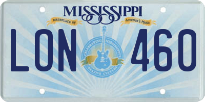 MS license plate LON460