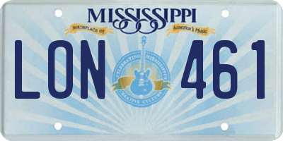 MS license plate LON461
