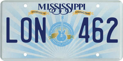 MS license plate LON462