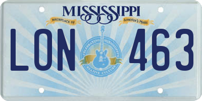MS license plate LON463