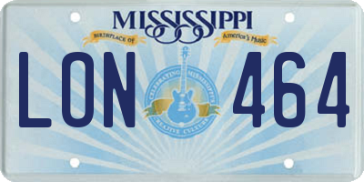MS license plate LON464