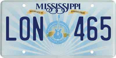 MS license plate LON465