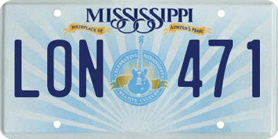 MS license plate LON471