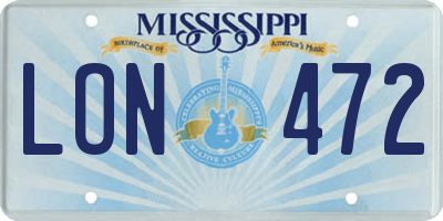 MS license plate LON472