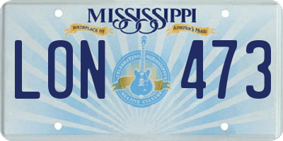 MS license plate LON473