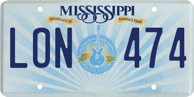 MS license plate LON474