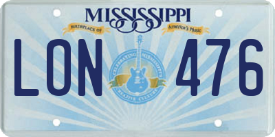 MS license plate LON476