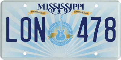 MS license plate LON478