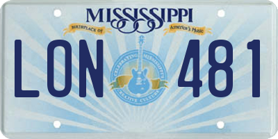 MS license plate LON481