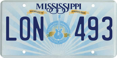MS license plate LON493