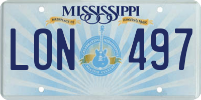 MS license plate LON497