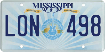 MS license plate LON498
