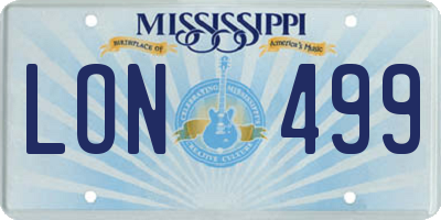 MS license plate LON499