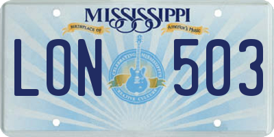 MS license plate LON503