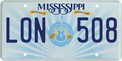 MS license plate LON508