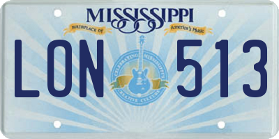 MS license plate LON513