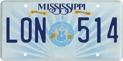 MS license plate LON514