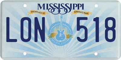 MS license plate LON518