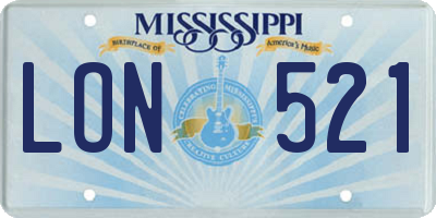 MS license plate LON521