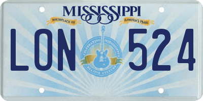MS license plate LON524