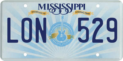 MS license plate LON529