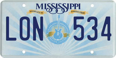 MS license plate LON534