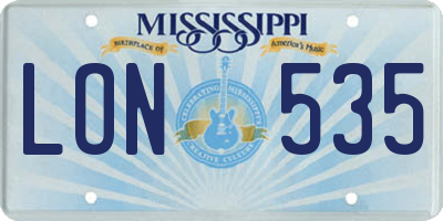 MS license plate LON535