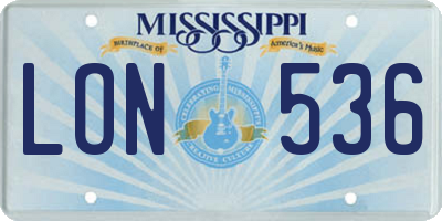 MS license plate LON536