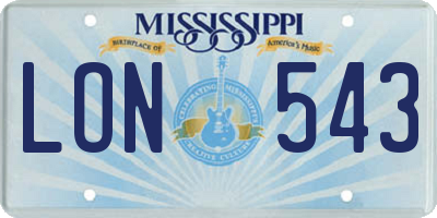 MS license plate LON543