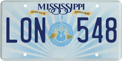MS license plate LON548
