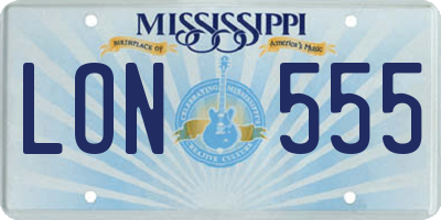 MS license plate LON555