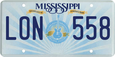 MS license plate LON558