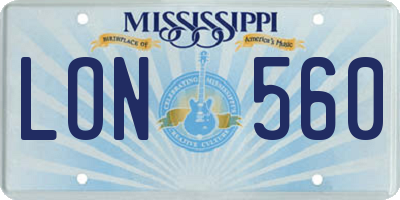 MS license plate LON560