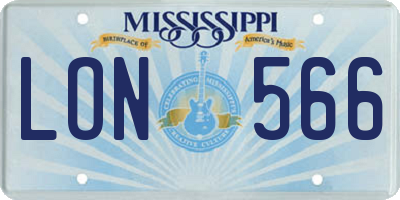 MS license plate LON566