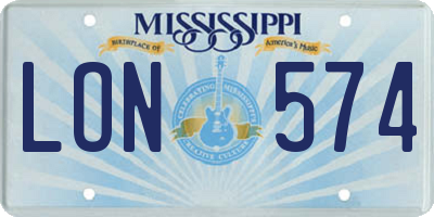 MS license plate LON574