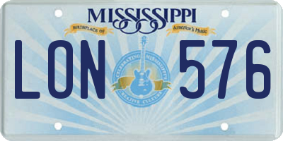 MS license plate LON576