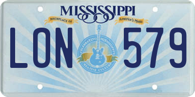 MS license plate LON579