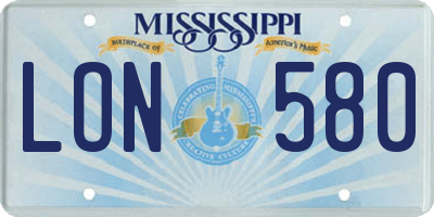 MS license plate LON580