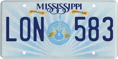 MS license plate LON583