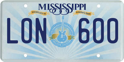 MS license plate LON600