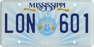 MS license plate LON601