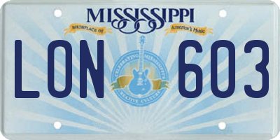 MS license plate LON603