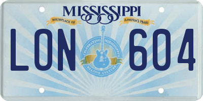 MS license plate LON604