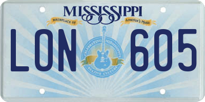 MS license plate LON605