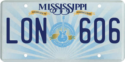 MS license plate LON606