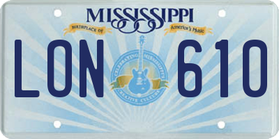MS license plate LON610