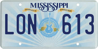 MS license plate LON613