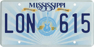 MS license plate LON615
