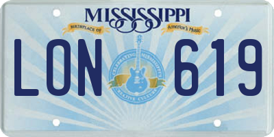 MS license plate LON619
