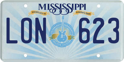MS license plate LON623